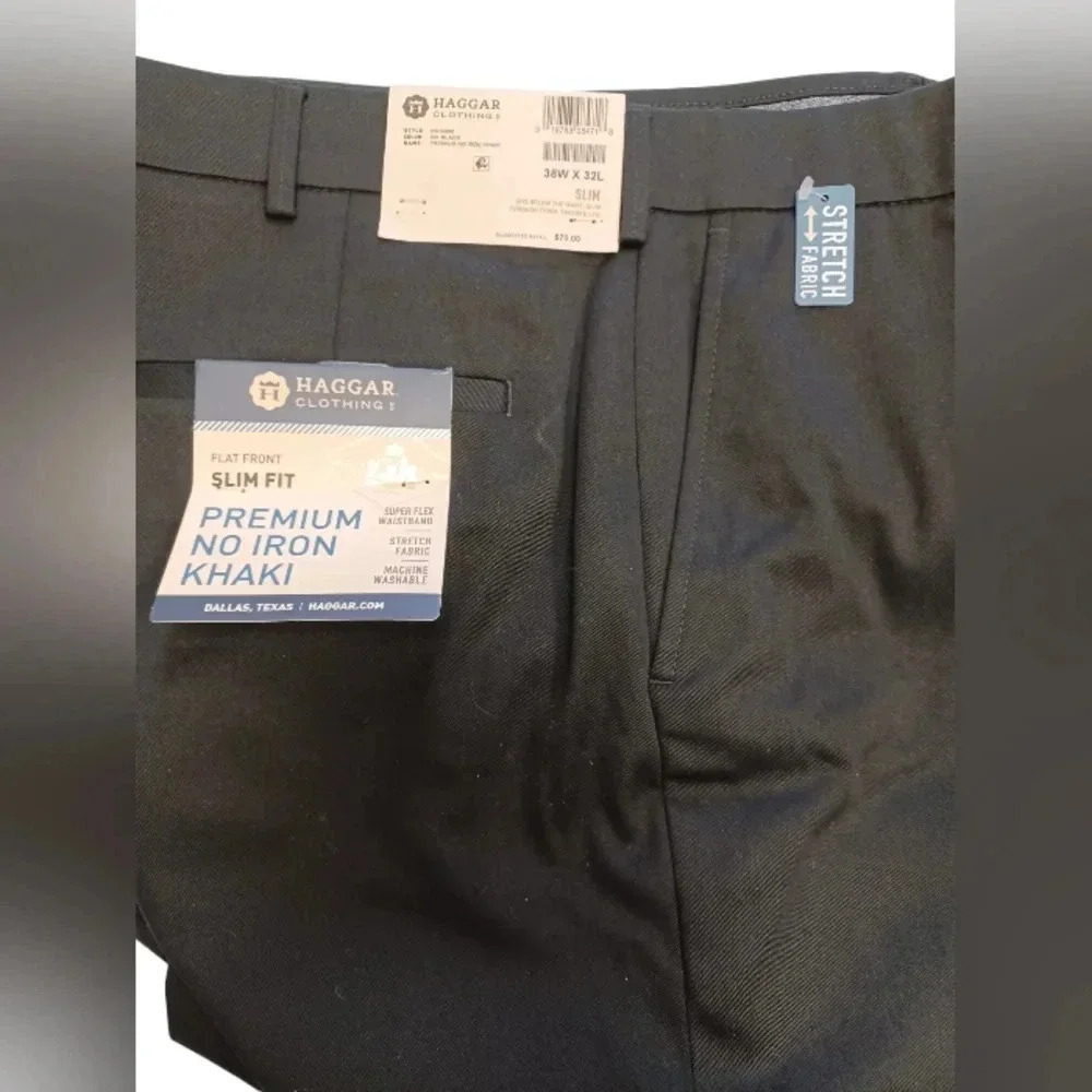 Haggar NWT Black Slim Fit  Trousers Size 38 - Picture 6 of 8